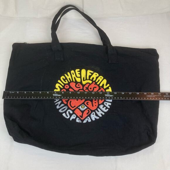 Michael Franti & Spearhead Black Heart Tote Bag Black Cotton Canvas Graphic Zip - Picture 8 of 8